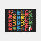 Merry Christmas Happy Hanukkah Kwanzaa Quote  Fleecedecke (Vorderseite (Horizontal))