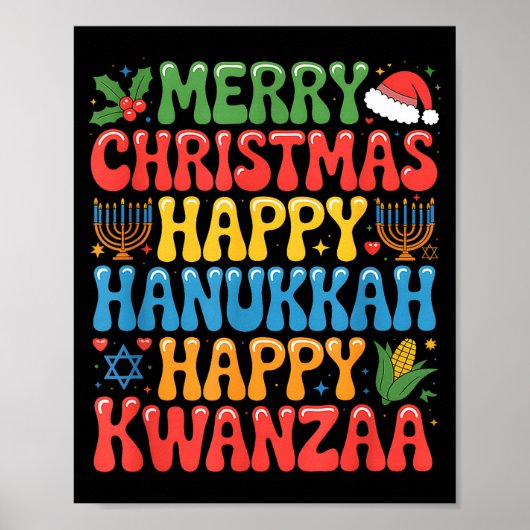 Merry Christmas Happy Hanukkah Kwanzaa Quote  Poster (Vorne)
