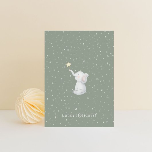 Merry Christmas Happy Holidays Elephant Card Postkarte