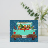 MERRY CHRISTMAS | Happy Holidays Vintage Car Postkarte (Stehend Vorderseite)