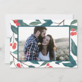 MERRY CHRISTMAS | Happy Holidays Watercolor Holly Einladung (Vorderseite)