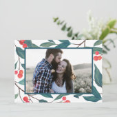 MERRY CHRISTMAS | Happy Holidays Watercolor Holly Einladung (Stehend Vorderseite)