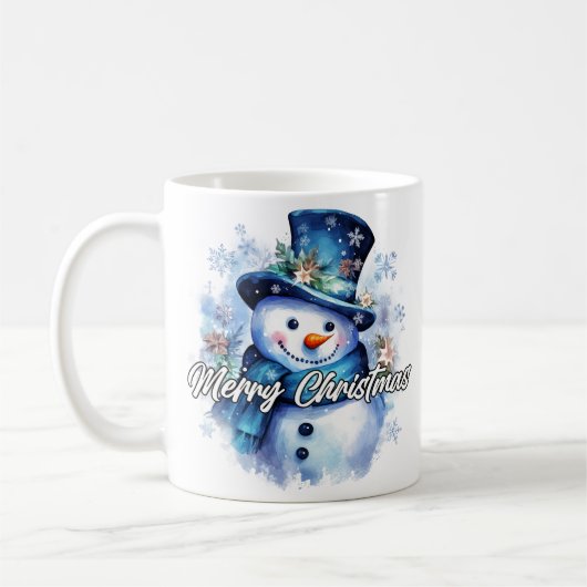 Merry Christmas Happy Holidays Winter Snowman Kaffeetasse (Links)