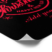 Merry Christmas Happy New Yea Red Tygraphy Poster (Ecke)