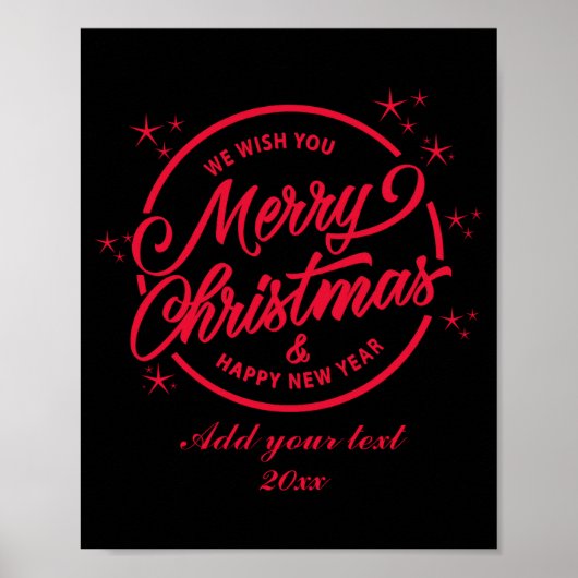 Merry Christmas Happy New Yea Red Tygraphy Poster (Vorne)