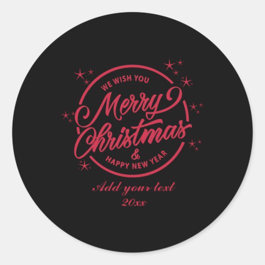 Merry Christmas Happy New Yea Red Tygraphy T Shirt Runder Aufkleber (Vorderseite)