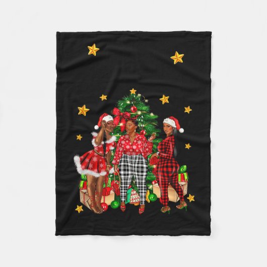 Merry Christmas Happy New Year African American Bl Fleecedecke (Vorderseite)