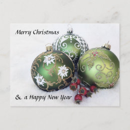 Merry Christmas & Happy New Year bauble Postcard Feiertagspostkarte