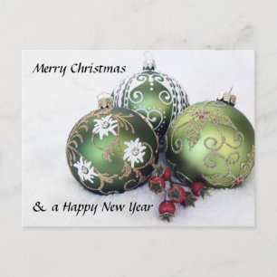 Merry Christmas & Happy New Year bauble Postcard Feiertagspostkarte