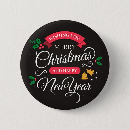 Merry Christmas & Happy New Year Button (Vorderseite)