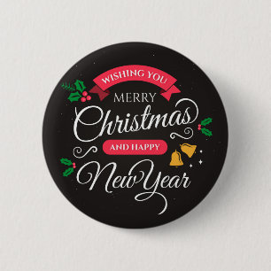 Merry Christmas & Happy New Year Button