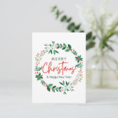 Merry Christmas & Happy New Year Floral Poster Postkarte (Stehend Vorderseite)