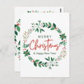 Merry Christmas & Happy New Year Floral Poster Postkarte (Vorne/Hinten)