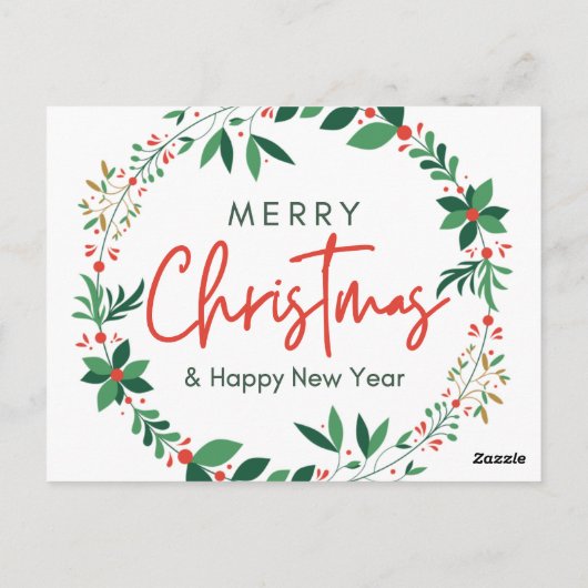 Merry Christmas & Happy New Year Floral Poster Postkarte (Rückseite)