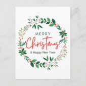 Merry Christmas & Happy New Year Floral Poster Postkarte (Vorderseite)