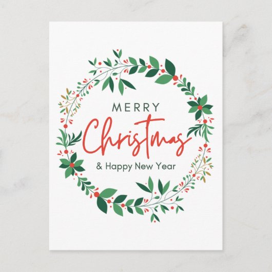 Merry Christmas & Happy New Year Floral Poster Postkarte (Vorderseite)