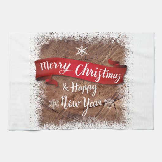 Merry Christmas & Happy New Year Geschirrtuch (Horizontal)
