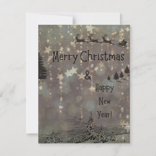 Merry Christmas & Happy New Year Mitteilungskarte (Vorderseite)