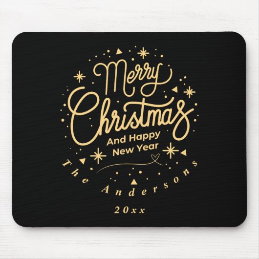Merry Christmas Happy New Year Modern Green Gold Mousepad (Vorne)