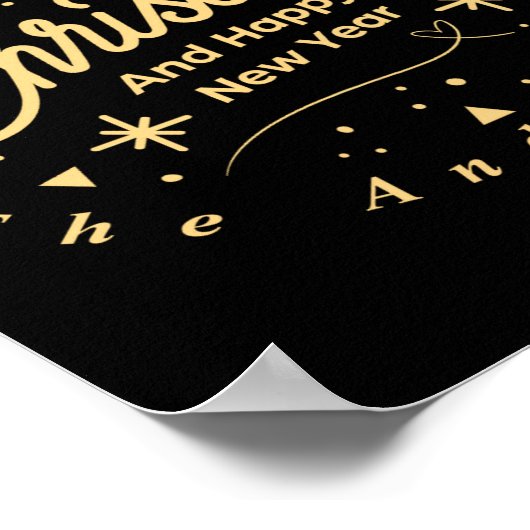 Merry Christmas Happy New Year Modern Green Gold Poster (Ecke)