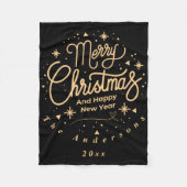 Merry Christmas Happy New Year Modern Green Gold T Fleecedecke (Vorderseite)