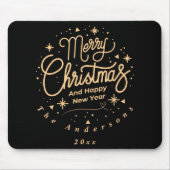 Merry Christmas Happy New Year Modern Green Gold T Mousepad (Vorne)