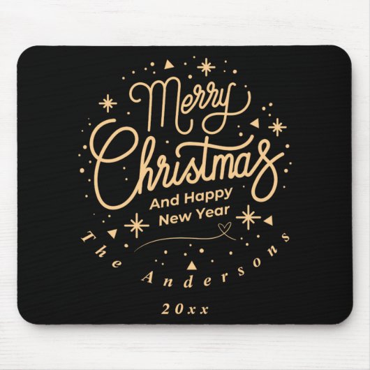 Merry Christmas Happy New Year Modern Green Gold T Mousepad (Vorne)