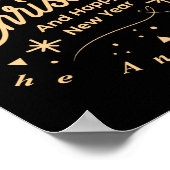 Merry Christmas Happy New Year Modern Green Gold T Poster (Ecke)