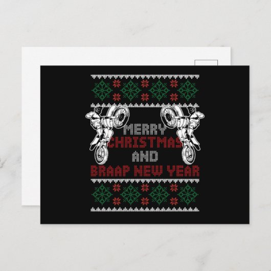 Merry Christmas Happy New Year Motocross Bike Gift Postkarte (Vorne/Hinten)
