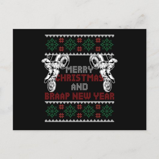Merry Christmas Happy New Year Motocross Bike Gift Postkarte (Vorderseite)