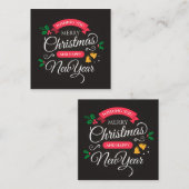 Merry Christmas & Happy New Year Quadratische Visitenkarte (Vorne/Hinten)