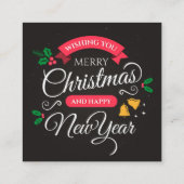 Merry Christmas & Happy New Year Quadratische Visitenkarte (Rückseite)