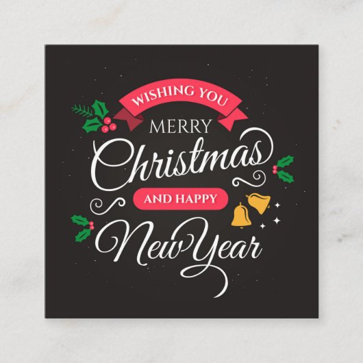 Merry Christmas & Happy New Year Quadratische Visitenkarte (Vorderseite)