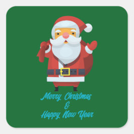 Merry Christmas & Happy New Year Quadratischer Aufkleber