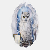 Merry Christmas Happy New Year White Owl Ornament Karte (Rechts)