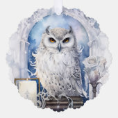 Merry Christmas Happy New Year White Owl Ornament Karte (Vorderseite)