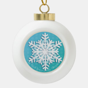 Merry Christmas! Happy New Year! White Snowflake Keramik Kugel-Ornament