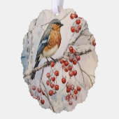 Merry Christmas Happy New Year Winter Robin Ornament Karte (Links)