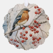 Merry Christmas Happy New Year Winter Robin Ornament Karte (Vorderseite)