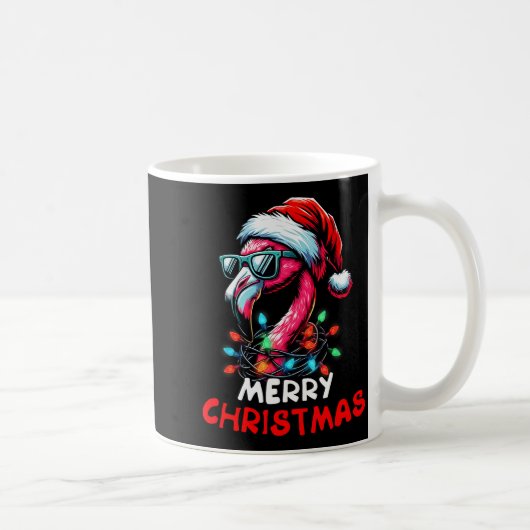 Merry Christmas Hat Santa Flamingo Christmas Light Kaffeetasse (Rechts)