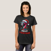 Merry Christmas Hat Santa Flamingo Christmas Light T-Shirt (Vorne ganz)