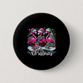 Merry Christmas Hat Santa Flamingo Light Christmas Button (Vorderseite)