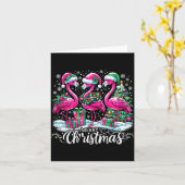 Merry Christmas Hat Santa Flamingo Light Christmas Karte (Gelbe Blume)