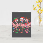 Merry Christmas Hat Santa Flamingo Light Christmas Karte (Gelbe Blume)