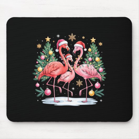 Merry Christmas Hat Santa Flamingo Light Christmas Mousepad (Vorne)