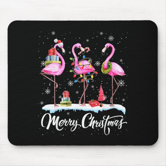 Merry Christmas Hat Santa Flamingo Light Christmas Mousepad (Vorne)