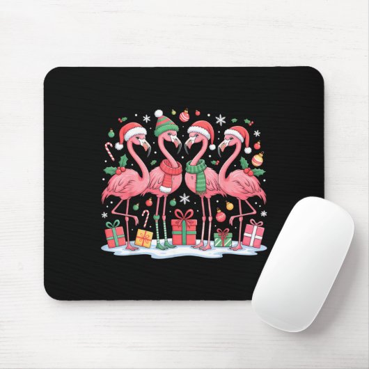 Merry Christmas Hat Santa Flamingo Light Christmas Mousepad (Mit Mouse)