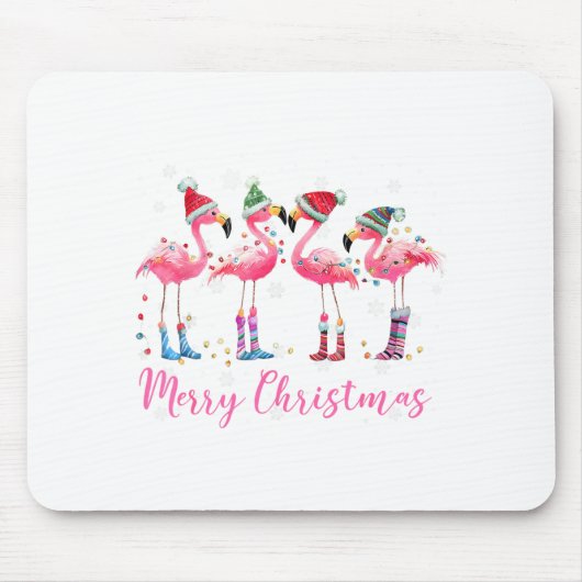 Merry Christmas Hat Santa Flamingo Light Christmas Mousepad (Vorne)