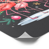 Merry Christmas Hat Santa Flamingo Light Christmas Poster (Ecke)
