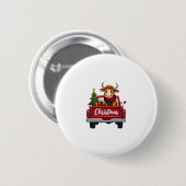 Merry Christmas Highland Cow Christmas Tree Red Tr Button (Vorne & Hinten)